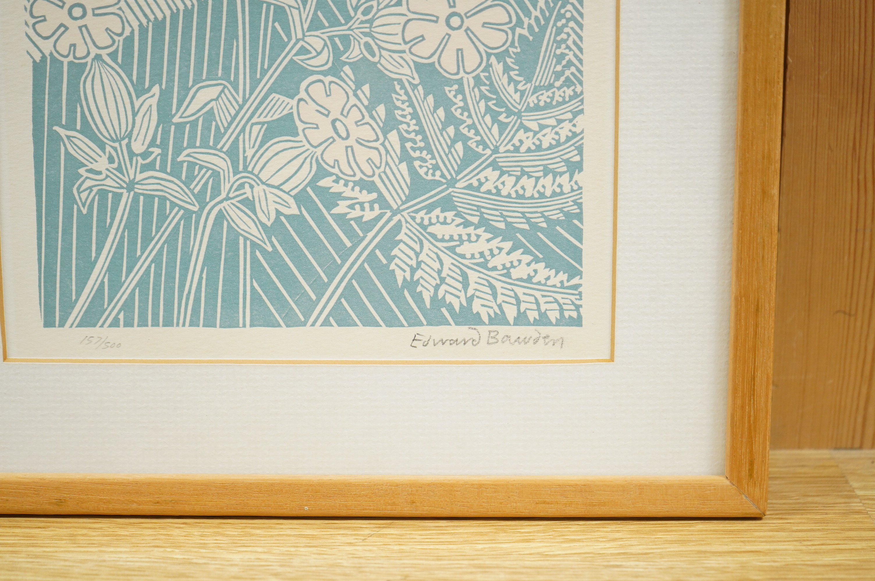 Edward Bawden RA (1903-89), 'Campions and Columbine', signed in pencil, limited edition 157/500, linocut, 24 x 18cm